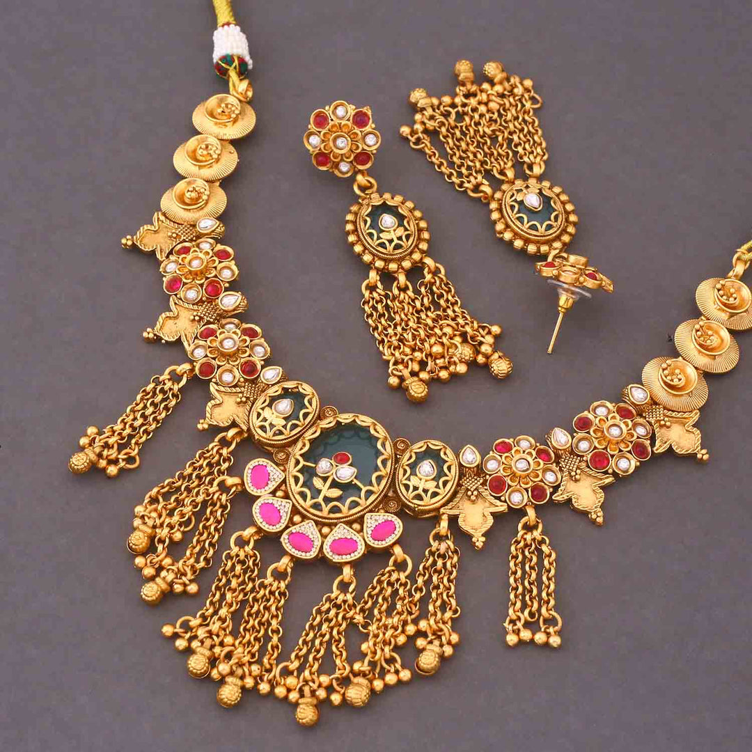 Multicolor Basanti Heritage Jewellery Set - New Arrival