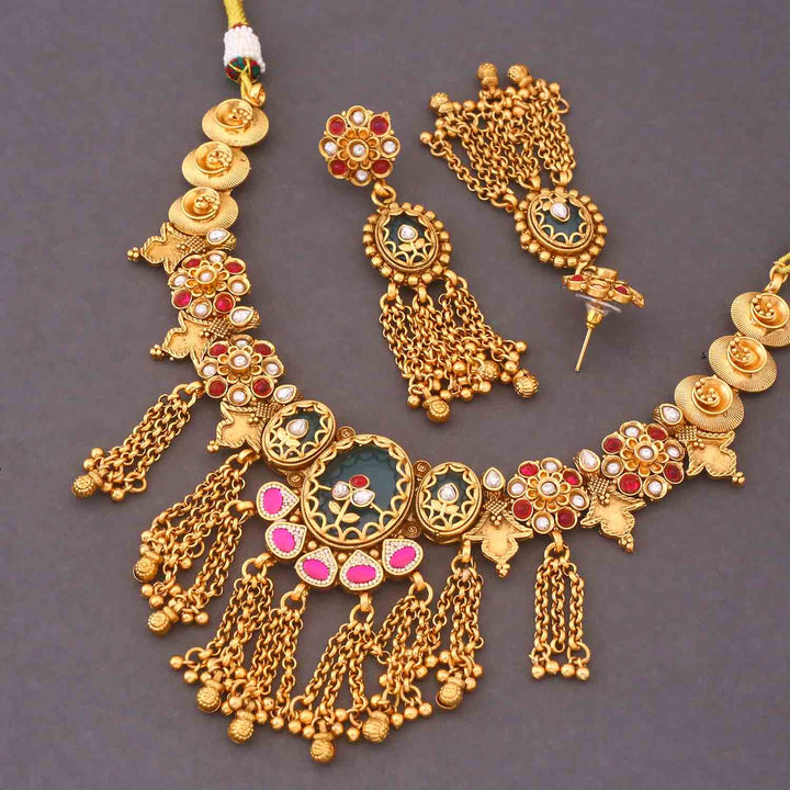 Multicolor Basanti Heritage Jewellery Set - New Arrival