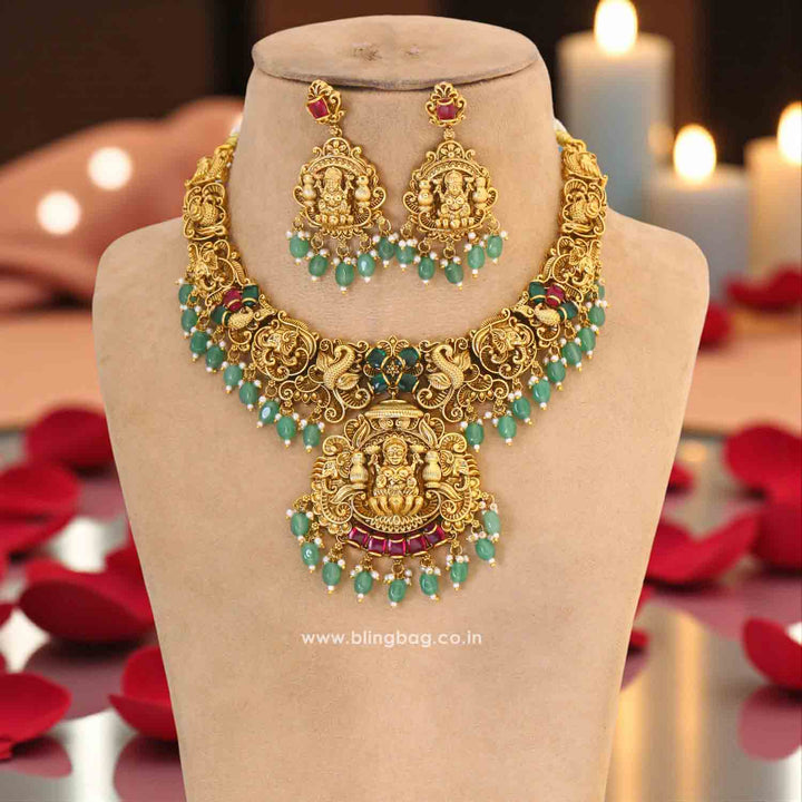 Multicolor Bhadrakalishree Hasli Temple Jewellery Set - New Arrival