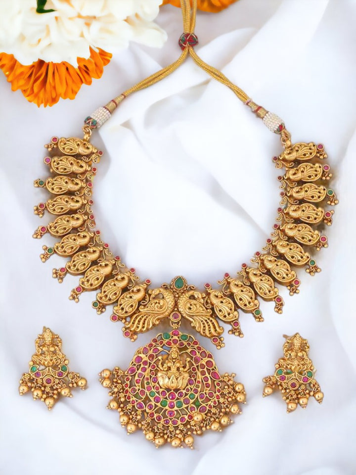 Multicolor Bhagirathi Temple Jewellery Set