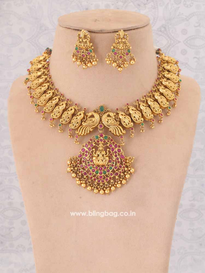 Multicolor Bhagirathi Temple Jewellery Set