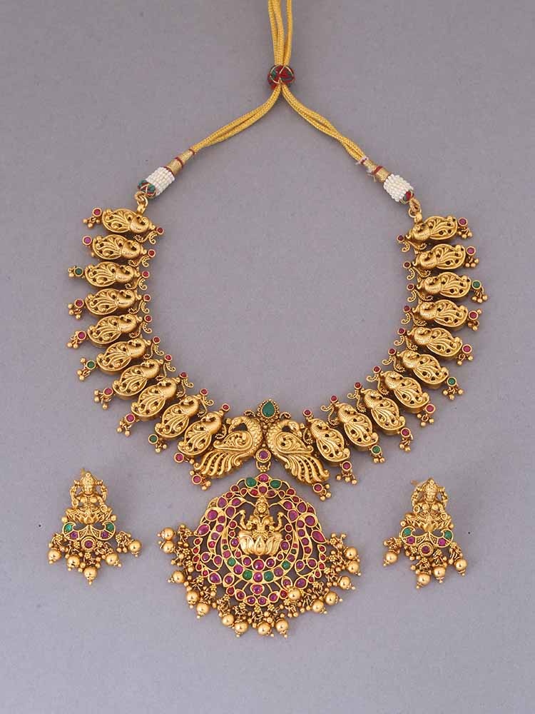 Multicolor Bhagirathi Temple Jewellery Set
