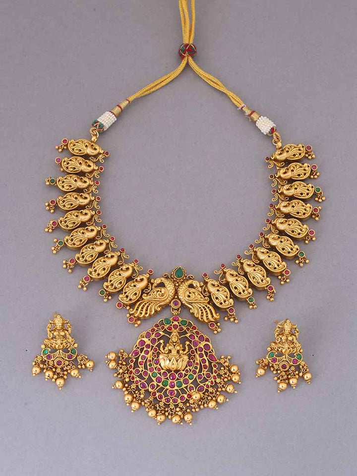 Multicolor Bhagirathi Temple Jewellery Set