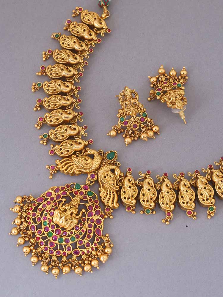 Multicolor Bhagirathi Temple Jewellery Set