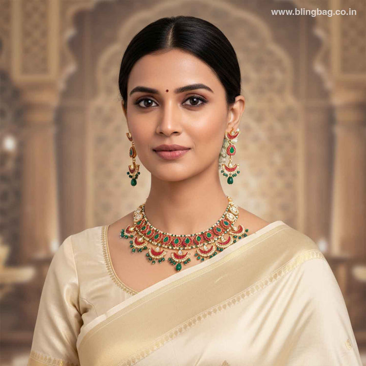 Multicolor Bhaktia Kundan Jewellery Set