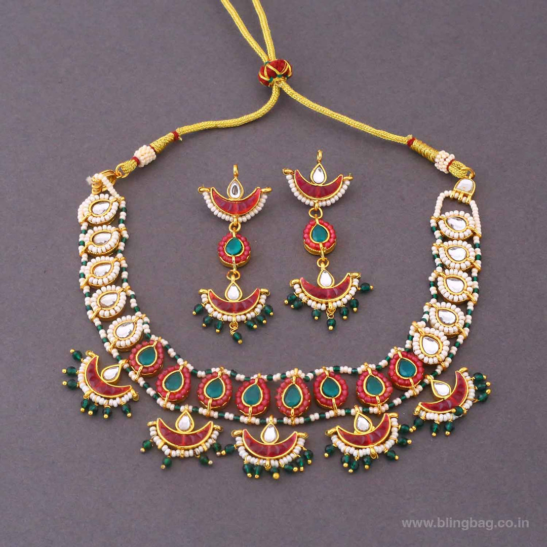 Multicolor Bhaktia Kundan Jewellery Set