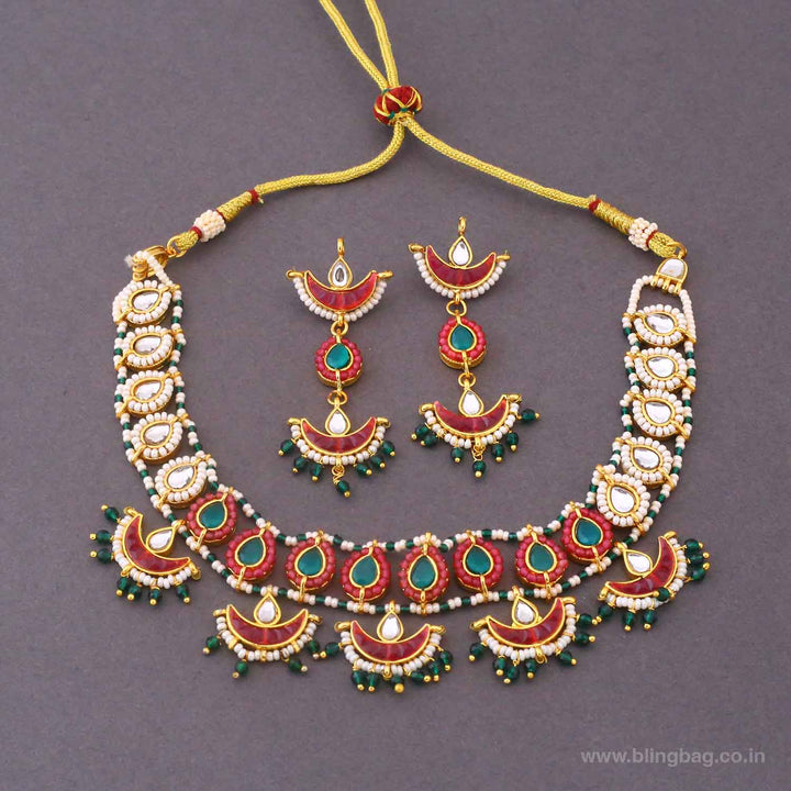 Multicolor Bhaktia Kundan Jewellery Set