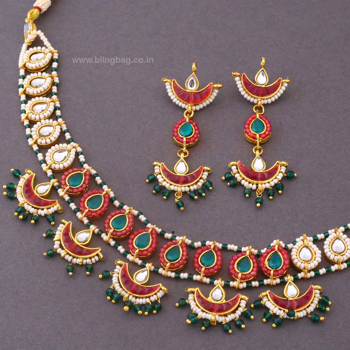 Multicolor Bhaktia Kundan Jewellery Set