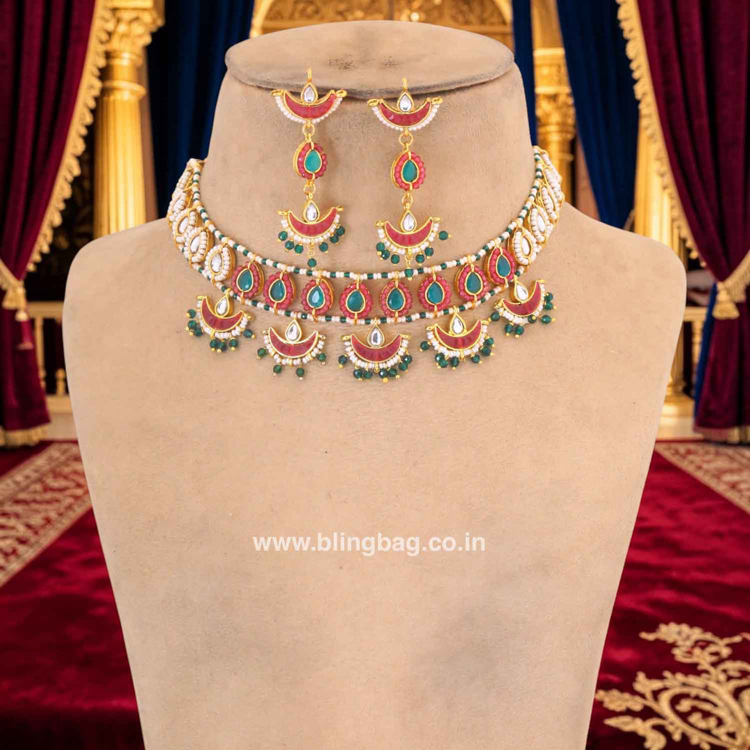 Multicolor Bhaktia Kundan Jewellery Set