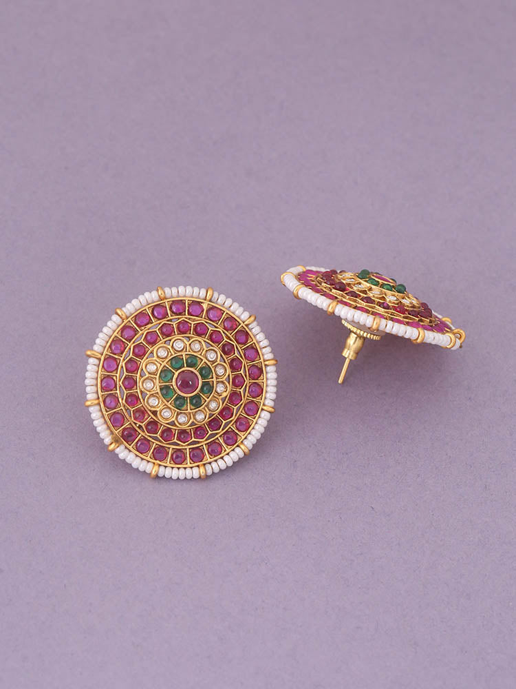 Multicolor Bhalchandra Temple Studs