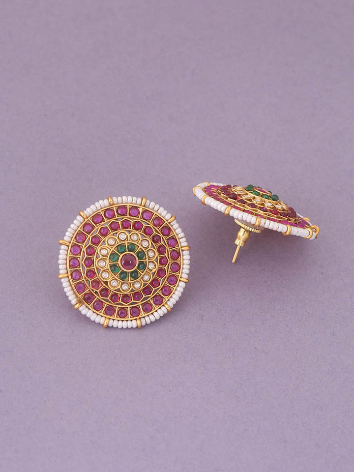 Multicolor Bhalchandra Temple Studs