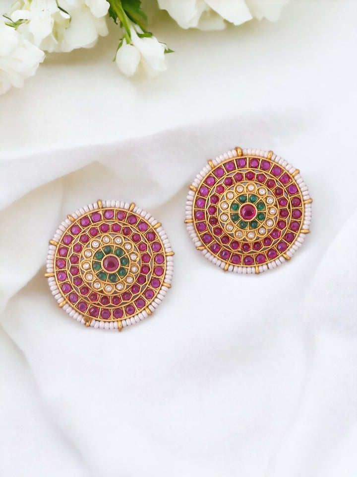 Multicolor Bhalchandra Temple Studs