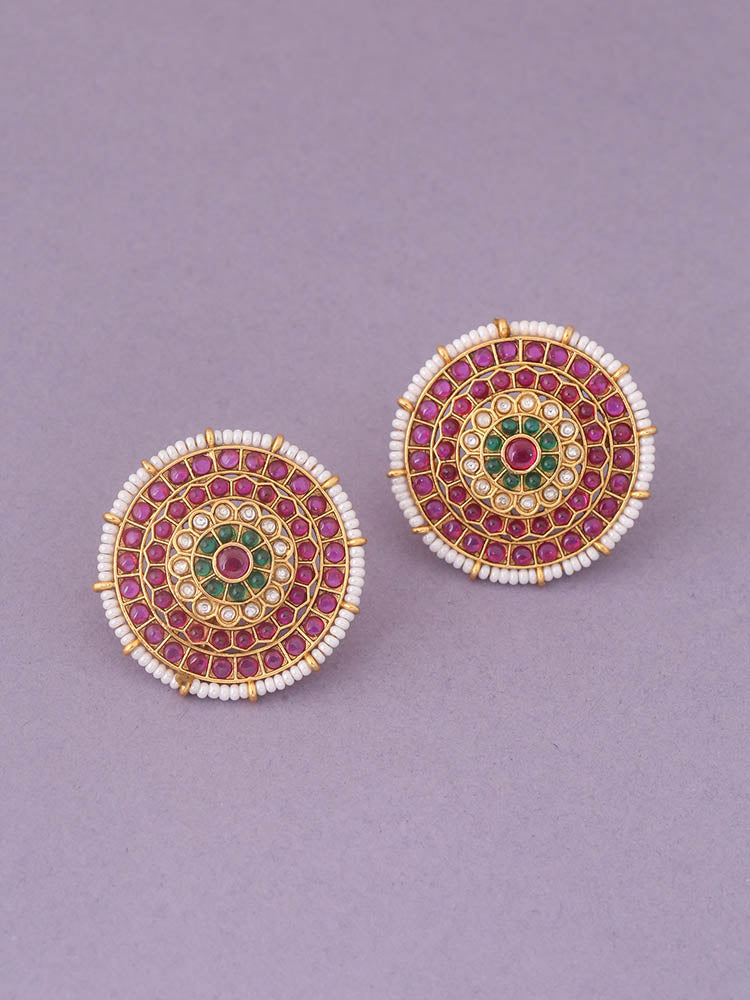Multicolor Bhalchandra Temple Studs
