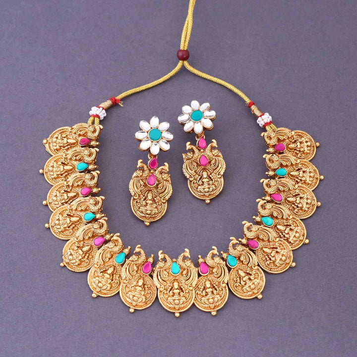 Multicolor Bharati Temple Jewellery Set- New Arrival