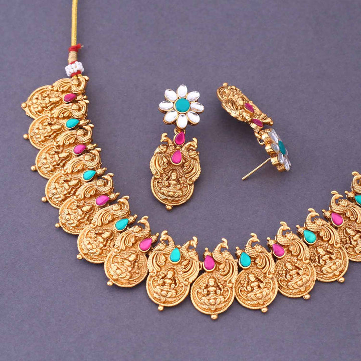 Multicolor Bharati Temple Jewellery Set- New Arrival