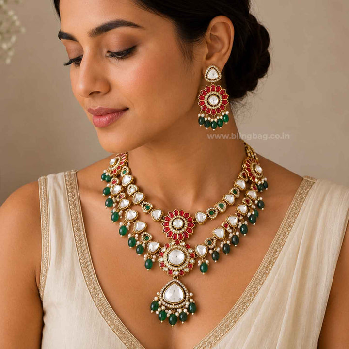 Multicolor Bhavyasha Kundan Jewellery Set