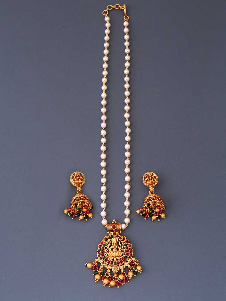 Multicolor Bhuvaneswari Temple Pendant Set - New Arrival