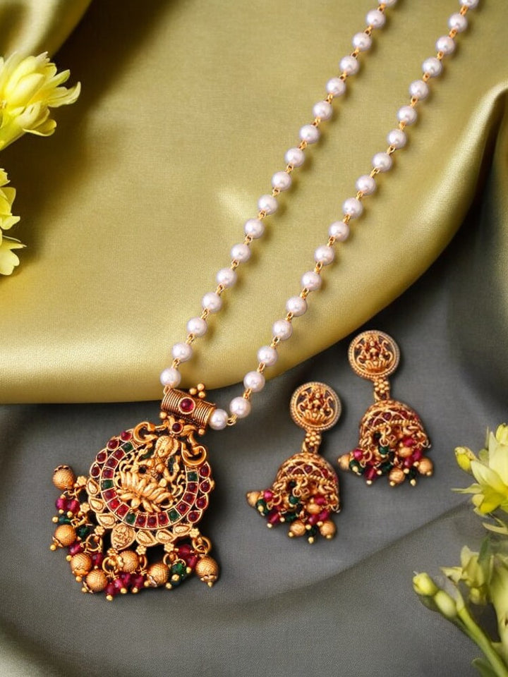 Multicolor Bhuvaneswari Temple Pendant Set - New Arrival