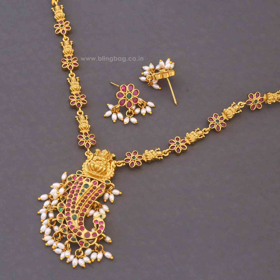 Multicolor Bodhita Temple Jewellery Set - New Arrival