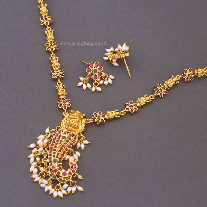 Multicolor Bodhita Temple Jewellery Set - New Arrival