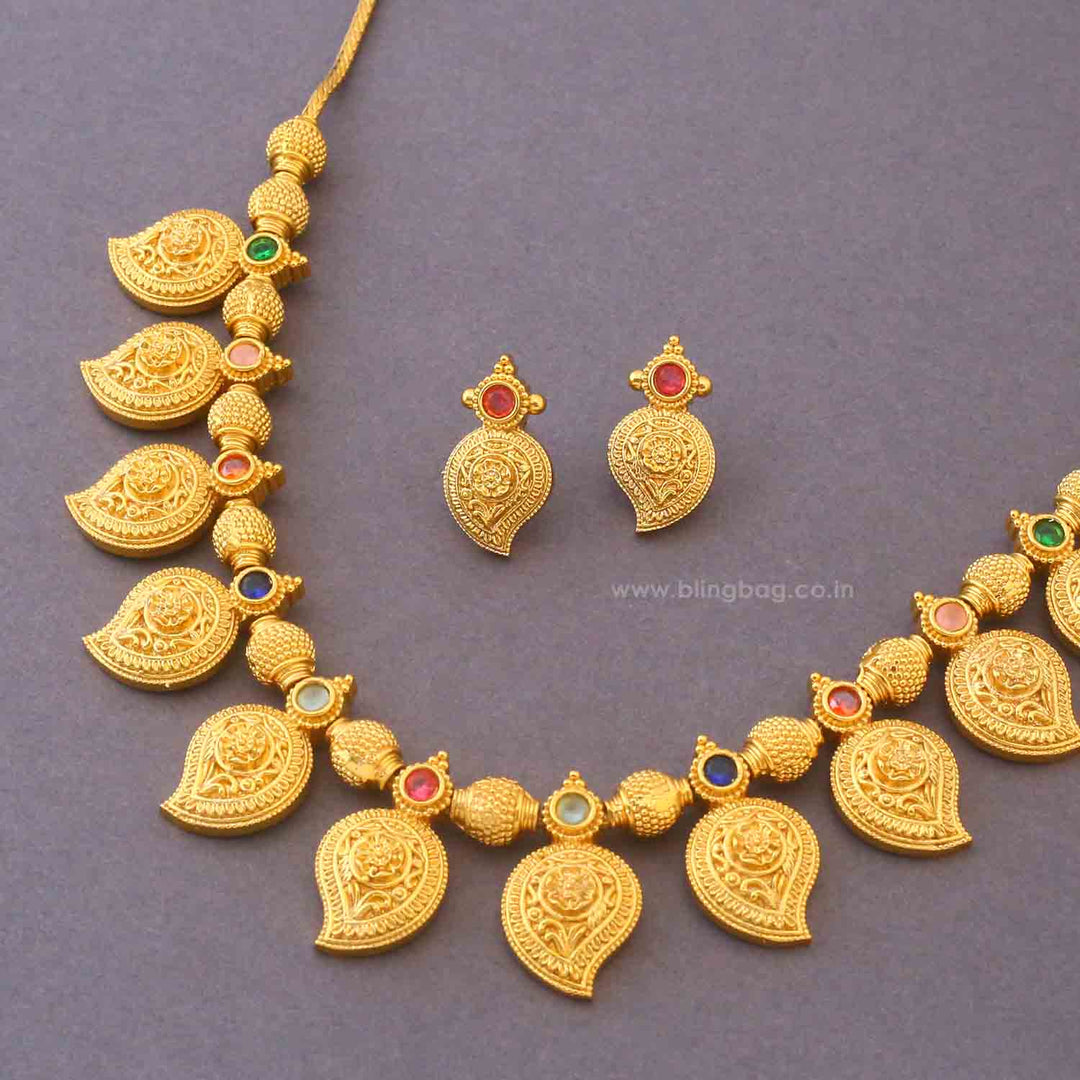 Multicolor Boomi Antique Jewellery Set - New Arrival