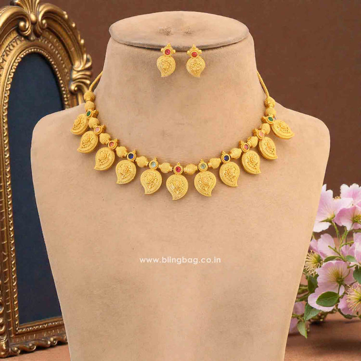 Multicolor Boomi Antique Jewellery Set - New Arrival