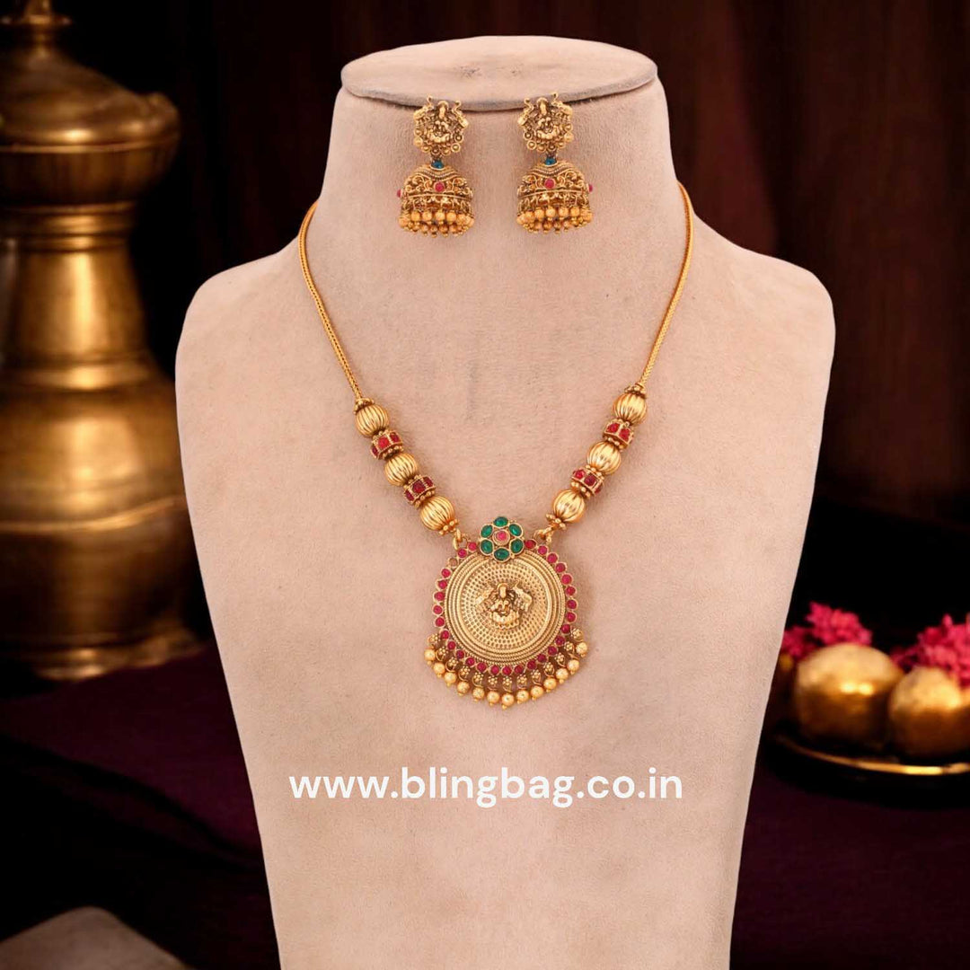 Multicolor Brahmapriya Temple Pendant Set- New Arrival