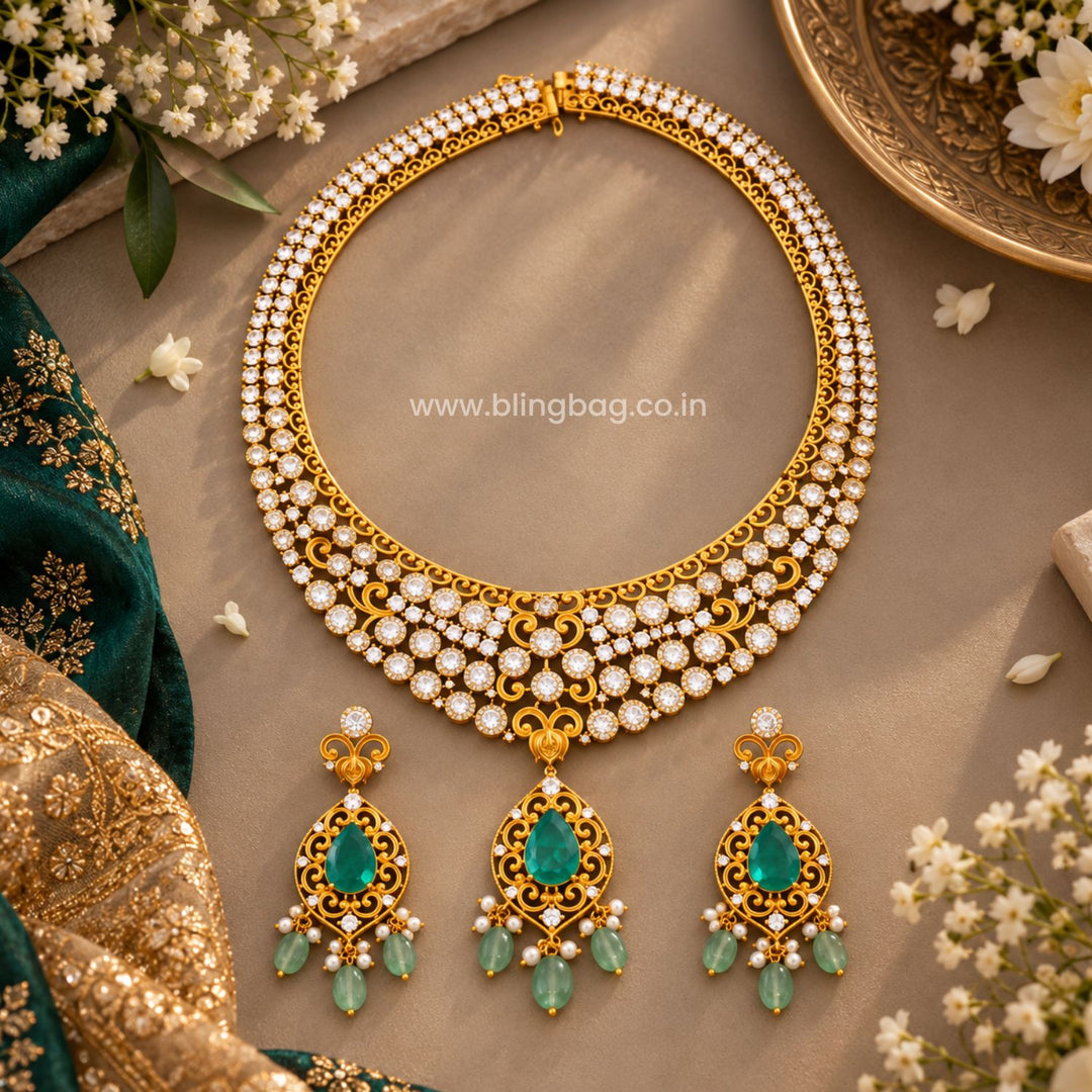 Multicolor Chaarvi Antique Jewellery Set- New Arrival