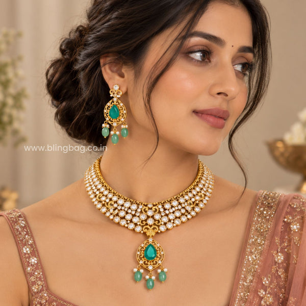 Multicolor Chaarvi Antique Jewellery Set- New Arrival