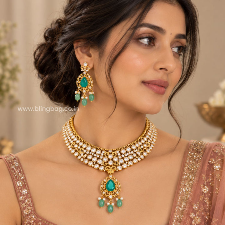 Multicolor Chaarvi Antique Jewellery Set- New Arrival