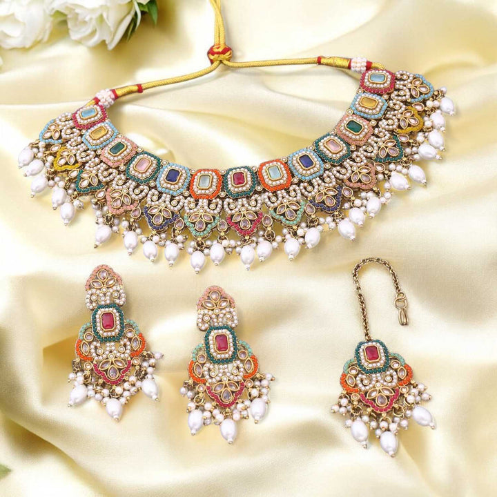 Multicolor Chamora Kundan Jewellery Set