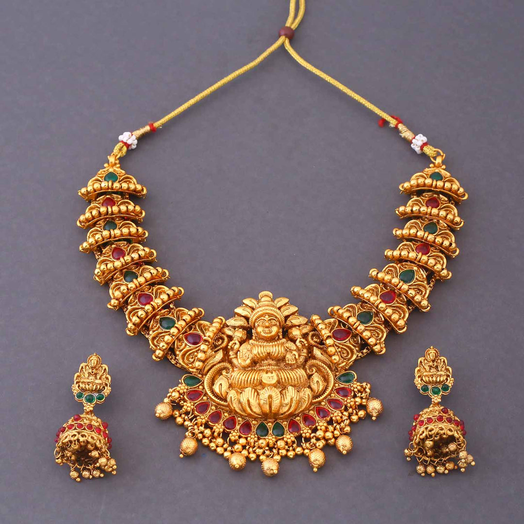 Multicolor Chandravani Temple Jewellery Set