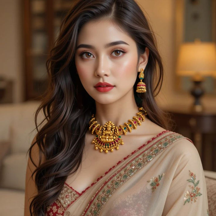 Multicolor Chandravani Temple Jewellery Set