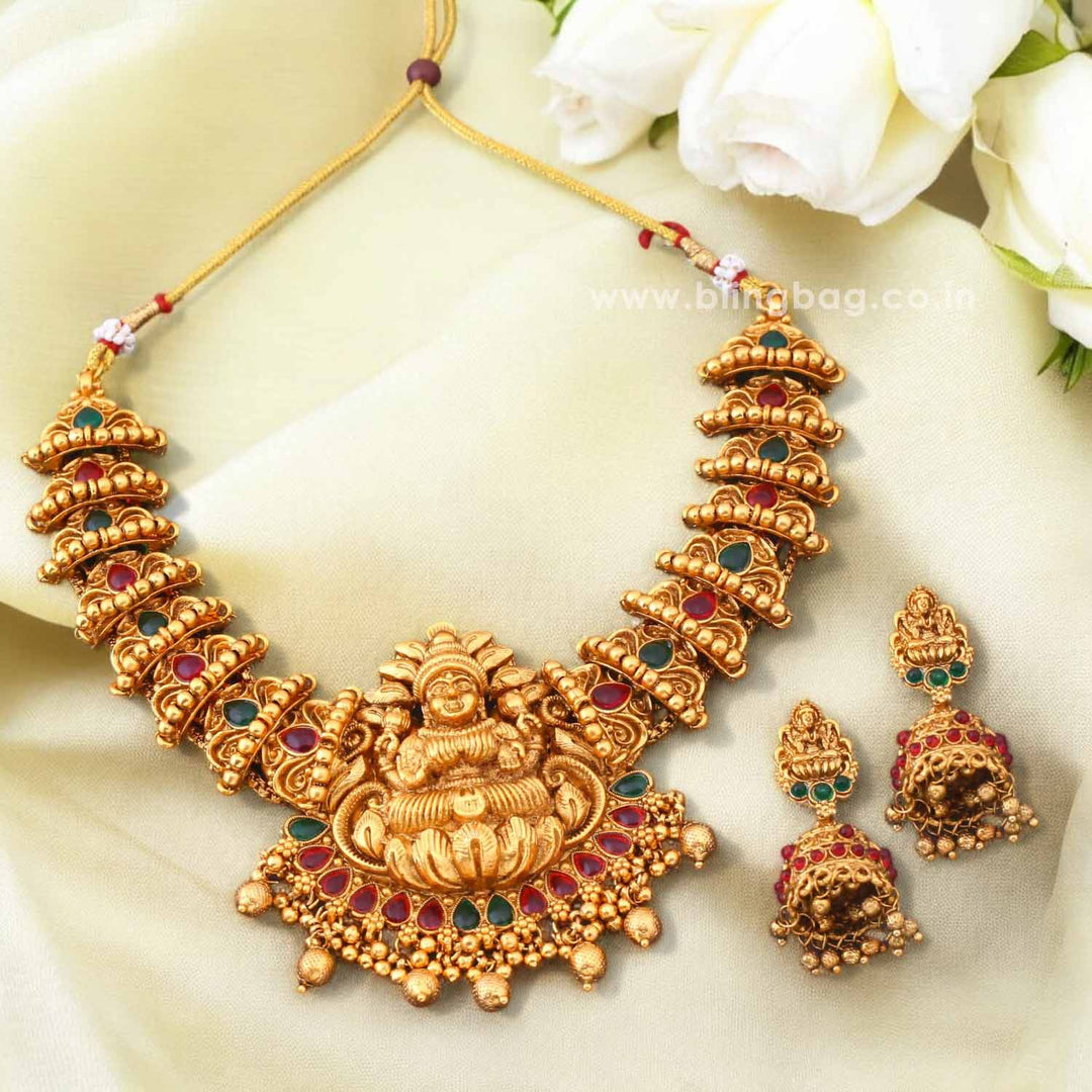 Multicolor Chandravani Temple Jewellery Set