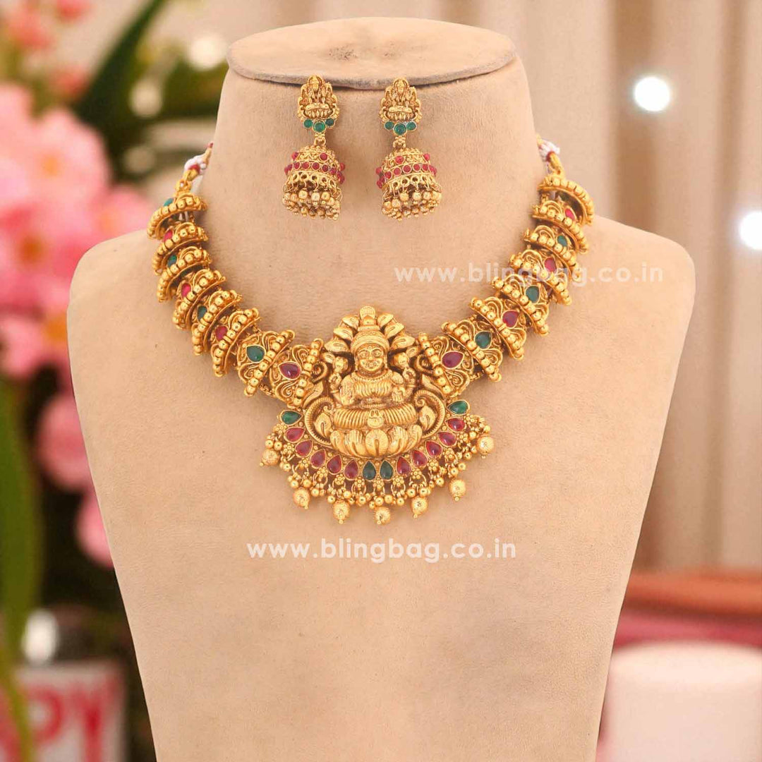 Multicolor Chandravani Temple Jewellery Set