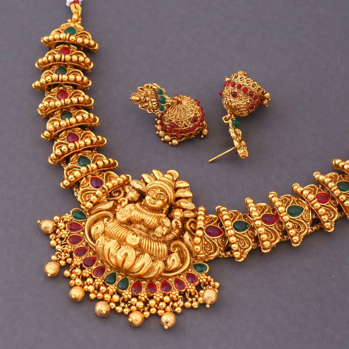 Multicolor Chandravani Temple Jewellery Set