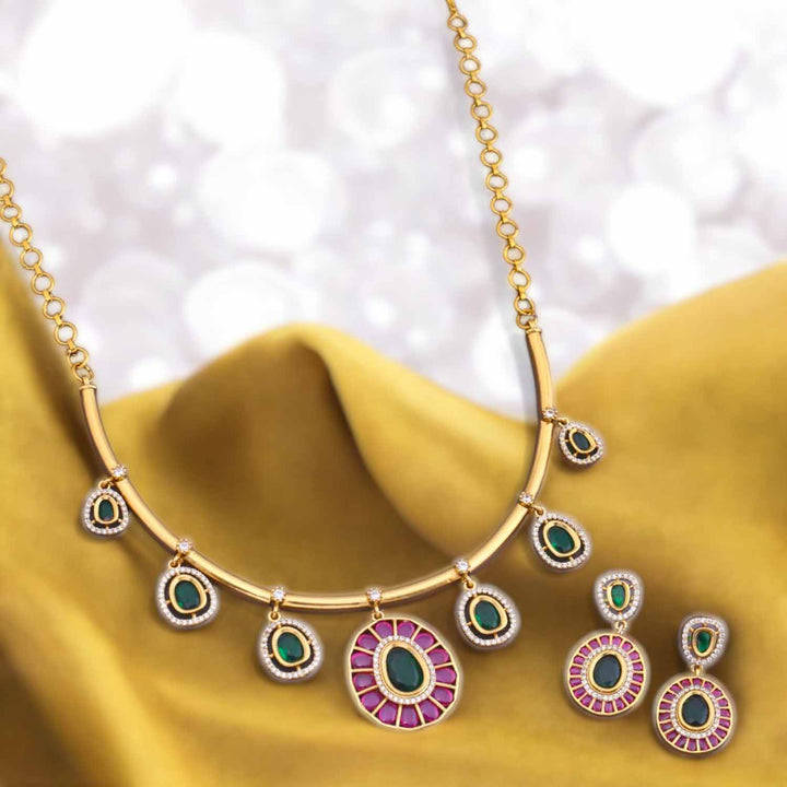 Multicolor Chaveeni Hasli Antique Jewellery Set - New Arrival
