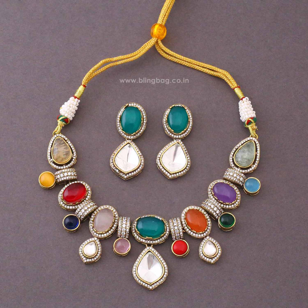 Multicolor Cleonia Victorian Jewellery Set - New Arrival