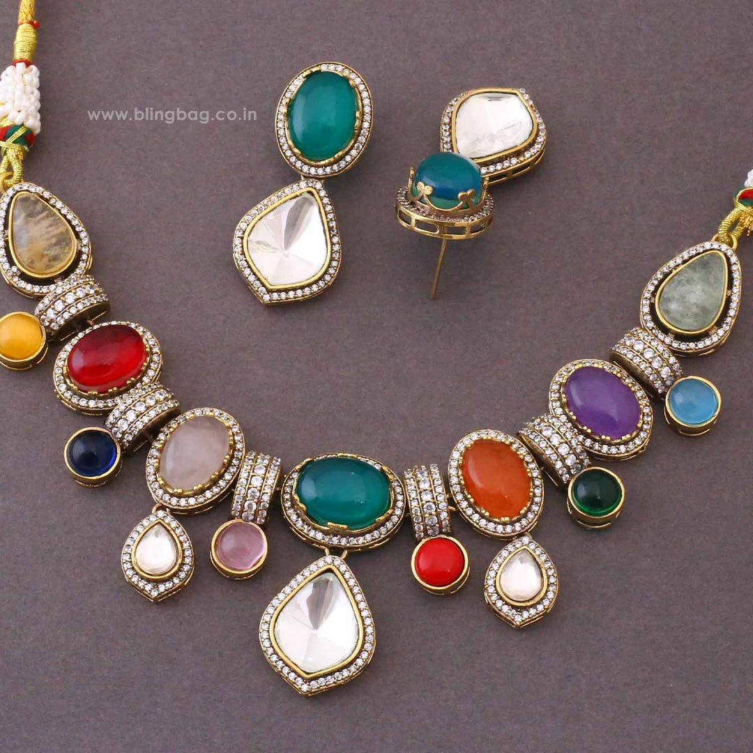 Multicolor Cleonia Victorian Jewellery Set - New Arrival