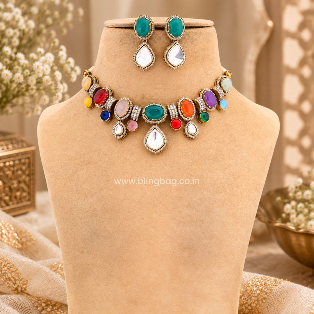Multicolor Cleonia Victorian Jewellery Set - New Arrival