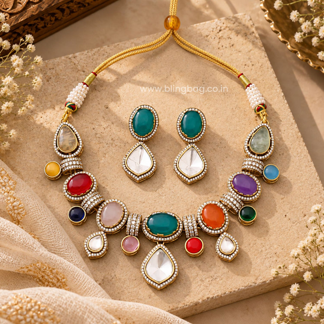 Multicolor Cleonia Victorian Jewellery Set - New Arrival