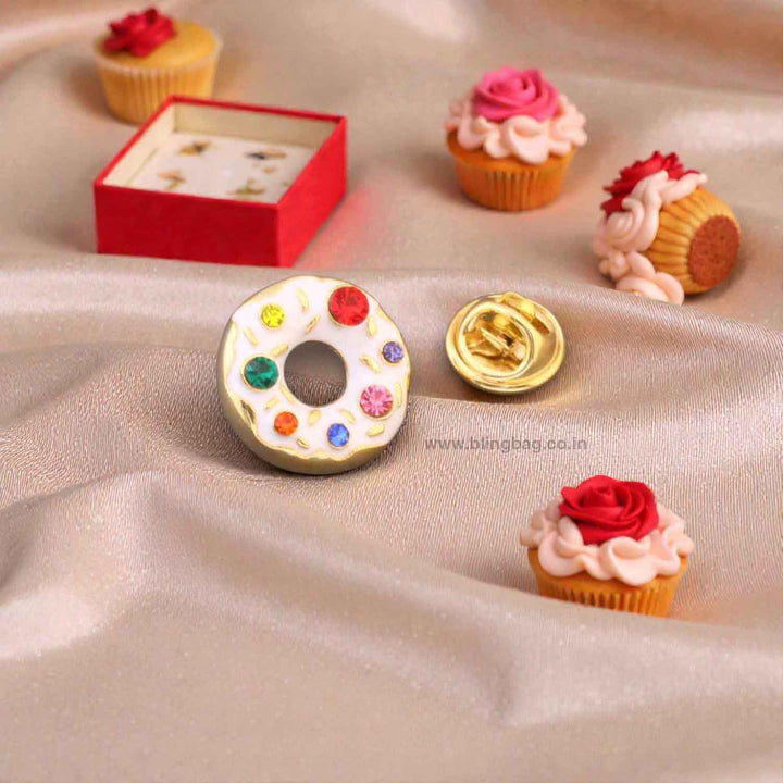 Multicolor Crystal Donut Brooch