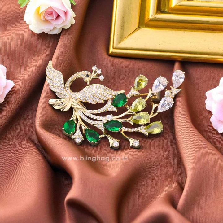 Multicolor Crystal Peacock Brooch