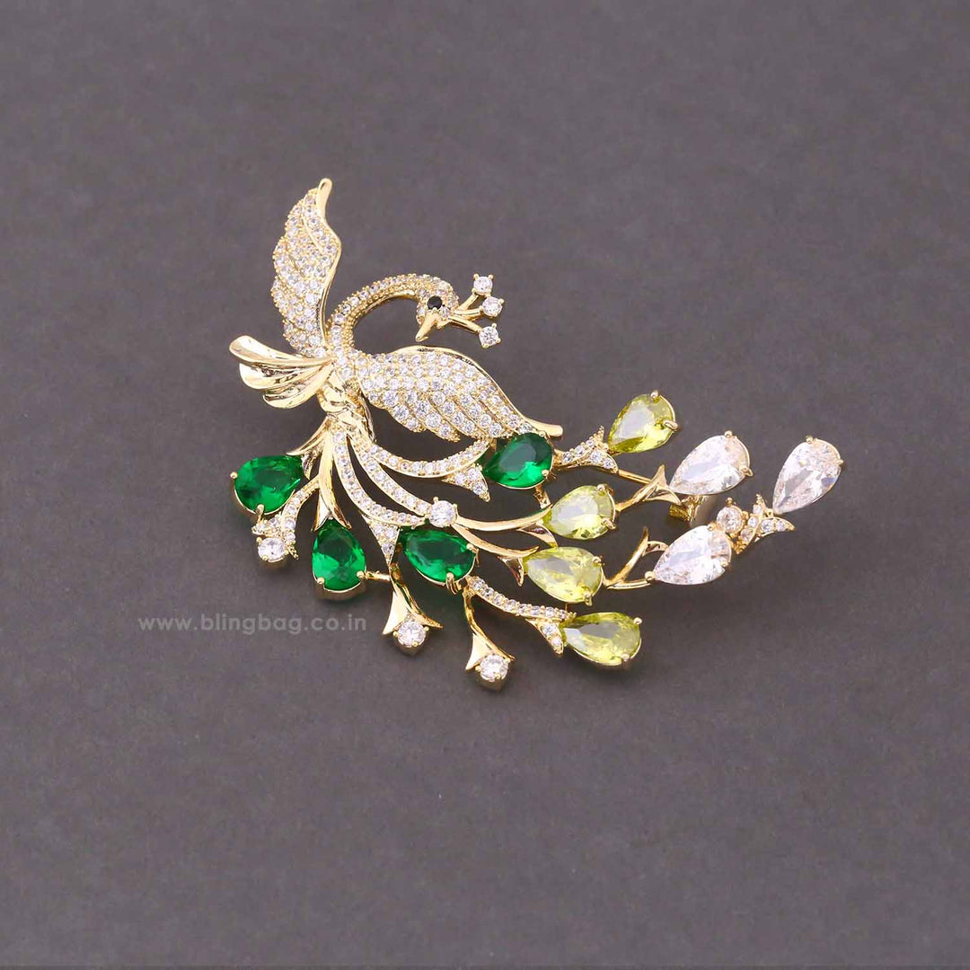 Multicolor Crystal Peacock Brooch