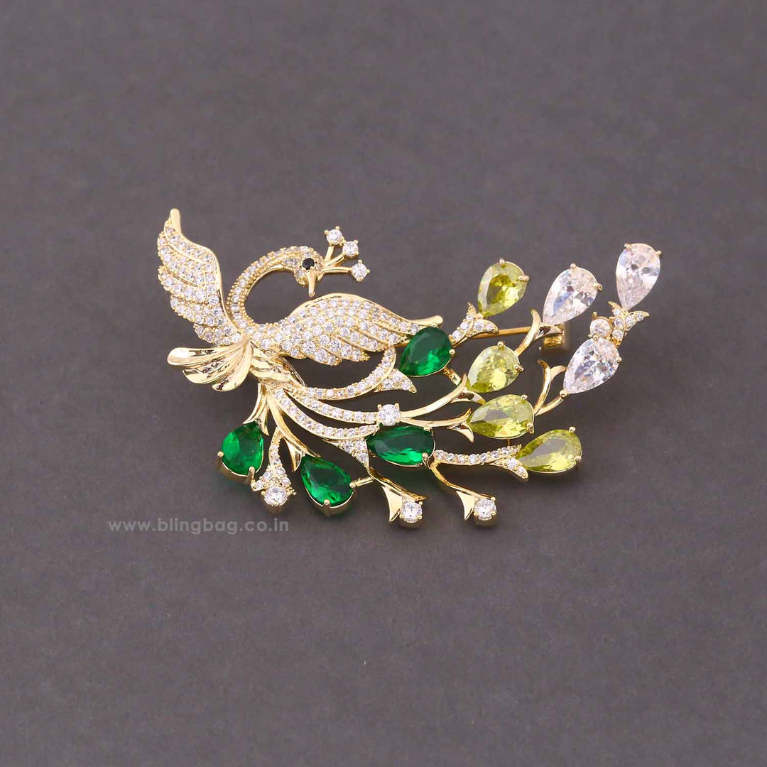 Multicolor Crystal Peacock Brooch