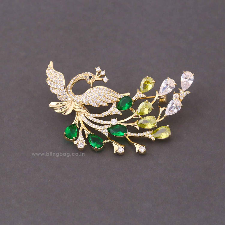 Multicolor Crystal Peacock Brooch