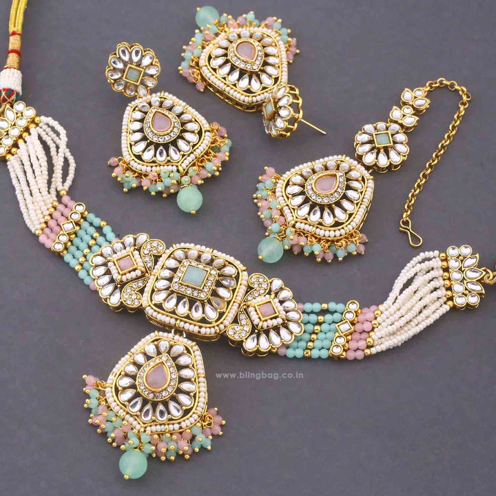 Multicolor Dakshina Kundan Jewellery Set