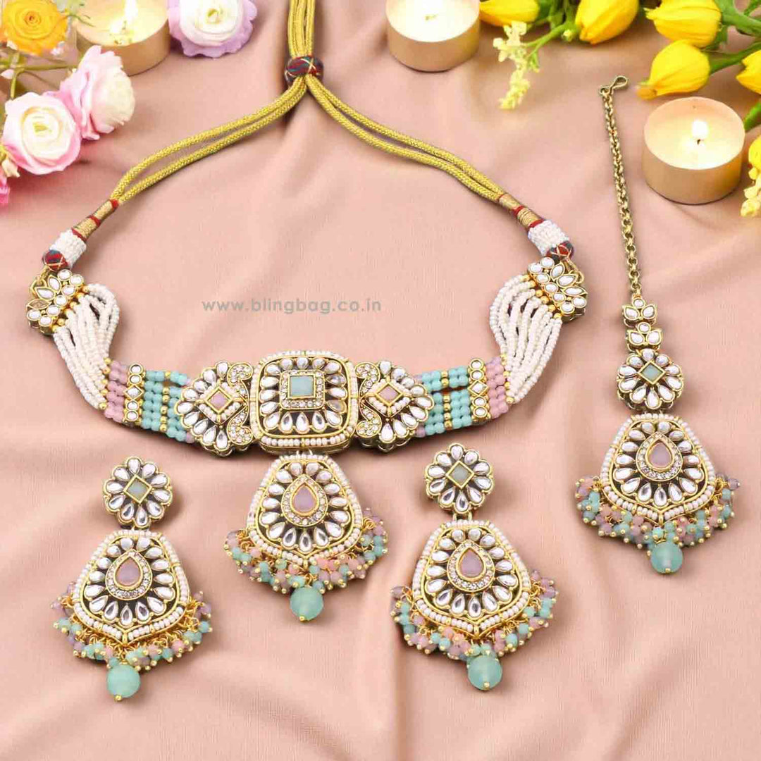 Multicolor Dakshina Kundan Jewellery Set