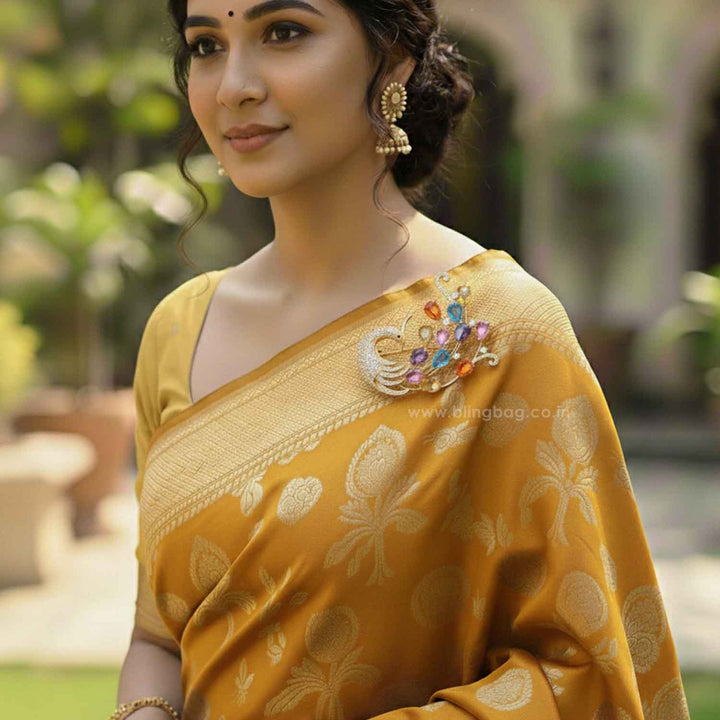 Multicolor Dancing Peacock Brooch