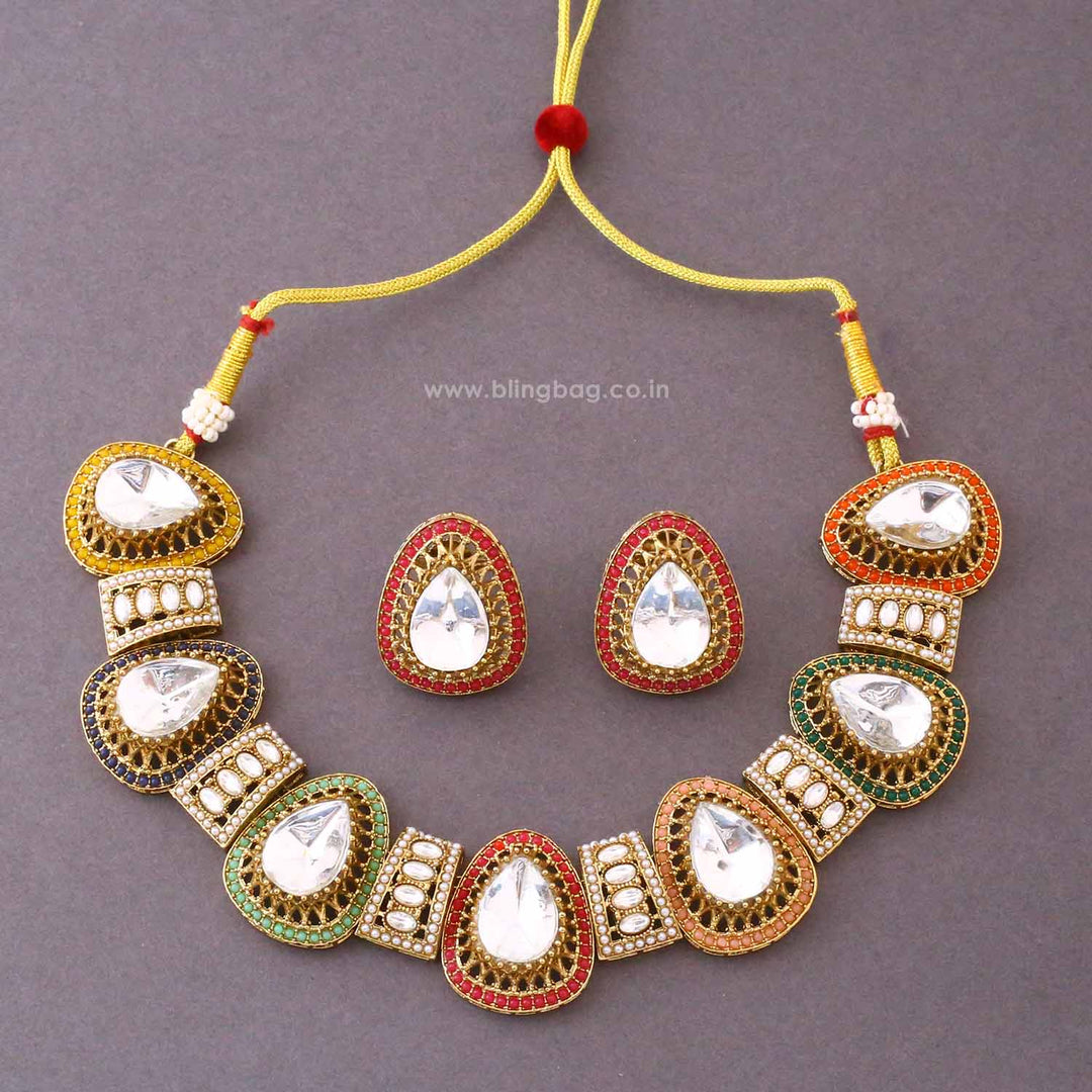 Multicolor Danielamarie Kundan Jewellery Set- New Arrivals